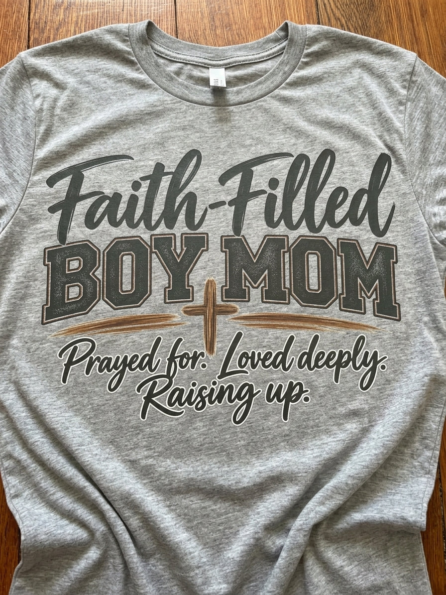 Faith Filled Boy Mom T Shirt / Hoodie