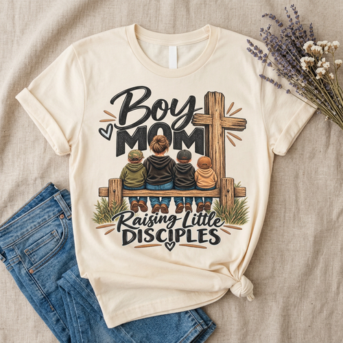 Cute cream Boy Mom T-shirt mockup