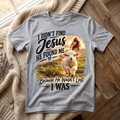 Jesus Found Me design on a gray T-shirt in a cozy setting